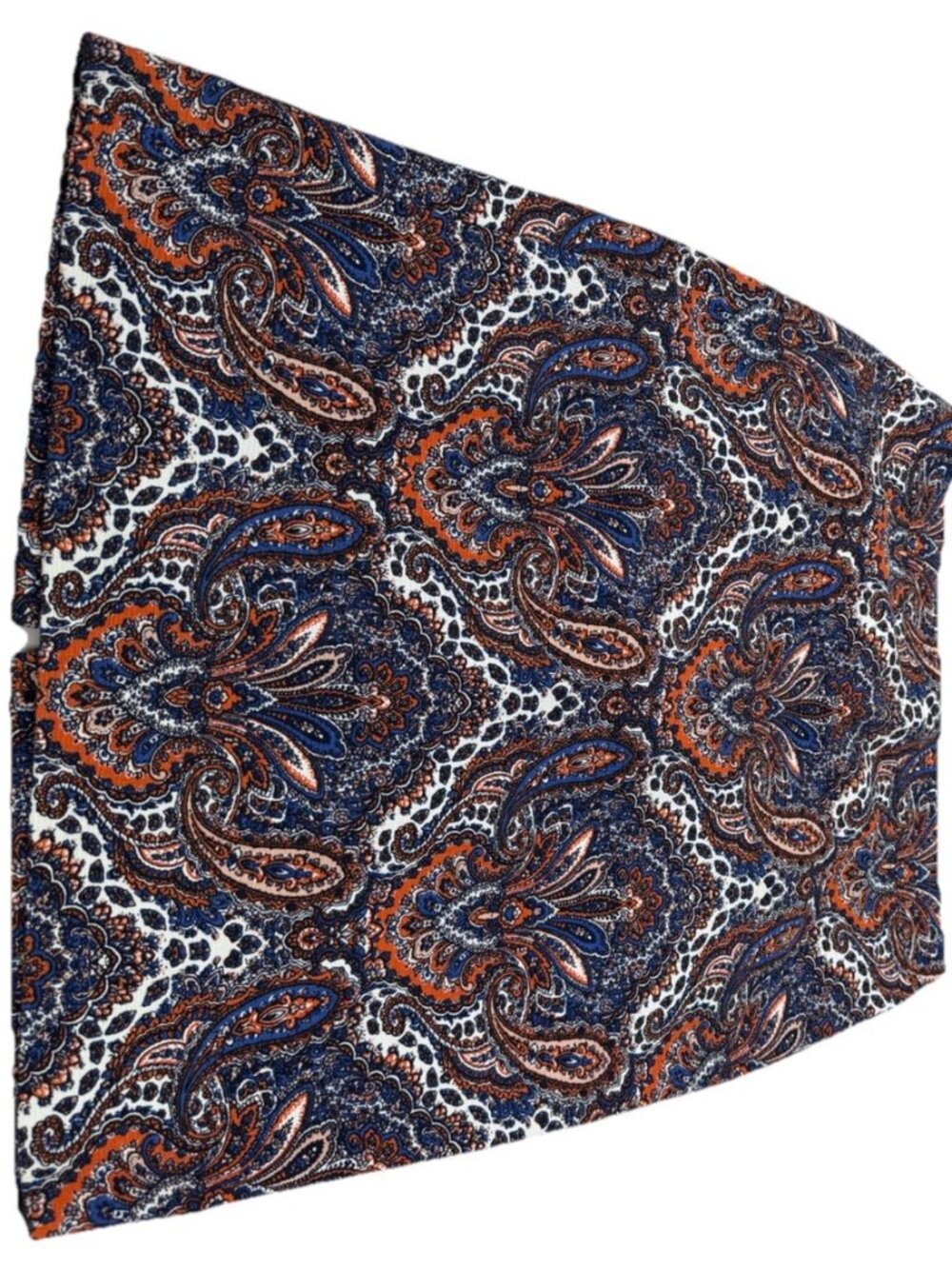 J Crew Sz 6 (Actual 31x22) Pencil Skirt Orange Blue Paisley Lined Stretch EUC